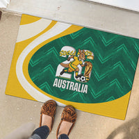 Australia 2026 Soccer Rubber Doormat Go Socceroos Kangaroo Mascot Green Sporty