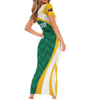 Australia 2026 Soccer Custom Short Sleeve Bodycon Dress Go Socceroos Kangaroo Mascot Green Sporty