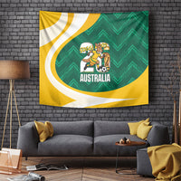 Australia 2026 Soccer Tapestry Go Socceroos Kangaroo Mascot Green Sporty
