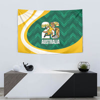 Australia 2026 Soccer Tapestry Go Socceroos Kangaroo Mascot Green Sporty