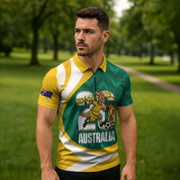 Australia 2026 Soccer Custom Zipper Polo Shirt Go Socceroos Kangaroo Mascot Green Sporty