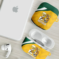 Australia 2026 Soccer AirPods Case Go Socceroos Kangaroo Mascot Yellow Sporty