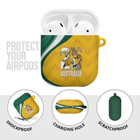 Australia 2026 Soccer AirPods Case Go Socceroos Kangaroo Mascot Yellow Sporty
