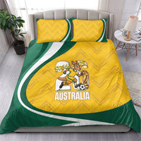 Australia 2026 Soccer Bedding Set Go Socceroos Kangaroo Mascot Yellow Sporty