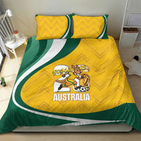 Australia 2026 Soccer Bedding Set Go Socceroos Kangaroo Mascot Yellow Sporty