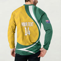 Australia 2026 Soccer Custom Button Sweatshirt Go Socceroos Kangaroo Mascot Yellow Sporty
