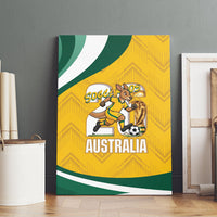 Australia 2026 Soccer Canvas Wall Art Go Socceroos Kangaroo Mascot Yellow Sporty