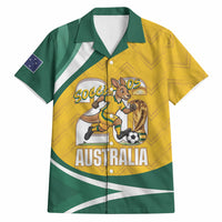 Australia 2026 Soccer Custom Hawaiian Shirt Go Socceroos Kangaroo Mascot Yellow Sporty