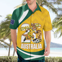 Australia 2026 Soccer Custom Hawaiian Shirt Go Socceroos Kangaroo Mascot Yellow Sporty