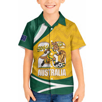 Australia 2026 Soccer Custom Hawaiian Shirt Go Socceroos Kangaroo Mascot Yellow Sporty