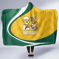 Australia 2026 Soccer Hooded Blanket Go Socceroos Kangaroo Mascot Yellow Sporty
