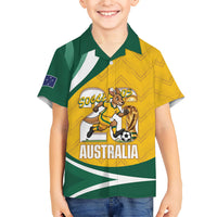 Australia 2026 Soccer Custom Kid Hawaiian Shirt Go Socceroos Kangaroo Mascot Yellow Sporty