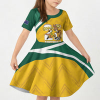 Australia 2026 Soccer Custom Kid Short Sleeve Dress Go Socceroos Kangaroo Mascot Yellow Sporty