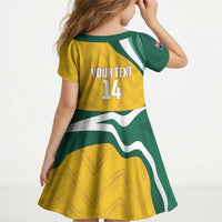 Australia 2026 Soccer Custom Kid Short Sleeve Dress Go Socceroos Kangaroo Mascot Yellow Sporty