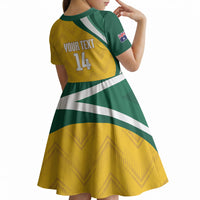 Australia 2026 Soccer Custom Kid Short Sleeve Dress Go Socceroos Kangaroo Mascot Yellow Sporty