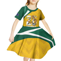 Australia 2026 Soccer Custom Kid Short Sleeve Dress Go Socceroos Kangaroo Mascot Yellow Sporty