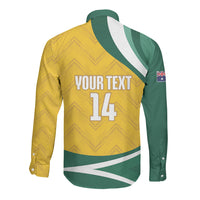 Australia 2026 Soccer Custom Long Sleeve Button Shirt Go Socceroos Kangaroo Mascot Yellow Sporty