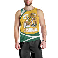 Australia 2026 Soccer Custom Men Tank Top Go Socceroos Kangaroo Mascot Yellow Sporty