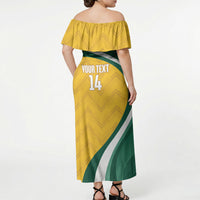 Australia 2026 Soccer Custom Off Shoulder Maxi Dress Go Socceroos Kangaroo Mascot Yellow Sporty