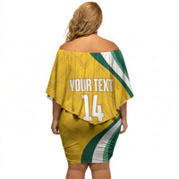 Australia 2026 Soccer Custom Off Shoulder Short Dress Go Socceroos Kangaroo Mascot Yellow Sporty