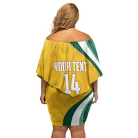 Australia 2026 Soccer Custom Off Shoulder Short Dress Go Socceroos Kangaroo Mascot Yellow Sporty