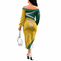 Australia 2026 Soccer Custom Off The Shoulder Long Sleeve Dress Go Socceroos Kangaroo Mascot Yellow Sporty