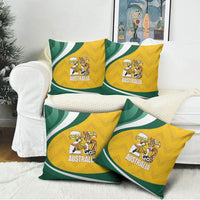 Australia 2026 Soccer Pillow Cover Go Socceroos Kangaroo Mascot Yellow Sporty