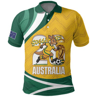 Australia 2026 Soccer Custom Polo Shirt Go Socceroos Kangaroo Mascot Yellow Sporty