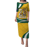 Australia 2026 Soccer Custom Puletasi Go Socceroos Kangaroo Mascot Yellow Sporty