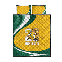 Australia 2026 Soccer Quilt Bed Set Go Socceroos Kangaroo Mascot Yellow Sporty