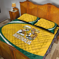 Australia 2026 Soccer Quilt Bed Set Go Socceroos Kangaroo Mascot Yellow Sporty