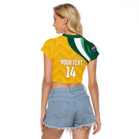 Australia 2026 Soccer Custom Raglan Cropped T Shirt Go Socceroos Kangaroo Mascot Yellow Sporty