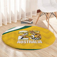 Australia 2026 Soccer Round Carpet Go Socceroos Kangaroo Mascot Yellow Sporty