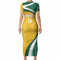 Australia 2026 Soccer Custom Short Sleeve Bodycon Dress Go Socceroos Kangaroo Mascot Yellow Sporty