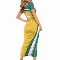Australia 2026 Soccer Custom Short Sleeve Bodycon Dress Go Socceroos Kangaroo Mascot Yellow Sporty LT14