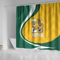 Australia 2026 Soccer Shower Curtain Go Socceroos Kangaroo Mascot Yellow Sporty