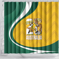 Australia 2026 Soccer Shower Curtain Go Socceroos Kangaroo Mascot Yellow Sporty