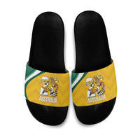 Australia 2026 Soccer Slide Sandals Go Socceroos Kangaroo Mascot Yellow Sporty