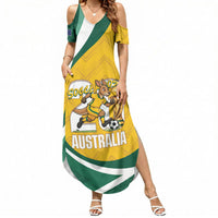 Australia 2026 Soccer Custom Summer Maxi Dress Go Socceroos Kangaroo Mascot Yellow Sporty