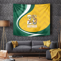 Australia 2026 Soccer Tapestry Go Socceroos Kangaroo Mascot Yellow Sporty