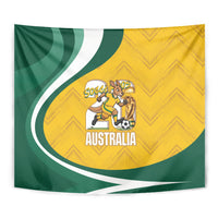 Australia 2026 Soccer Tapestry Go Socceroos Kangaroo Mascot Yellow Sporty