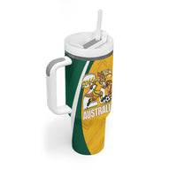 Australia 2026 Soccer Custom Tumbler With Handle Go Socceroos Kangaroo Mascot Yellow Sporty