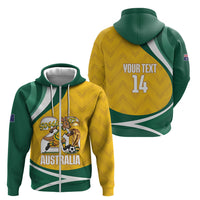 Australia 2026 Soccer Custom Zip Hoodie Go Socceroos Kangaroo Mascot Yellow Sporty