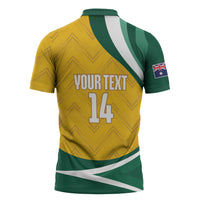 Australia 2026 Soccer Custom Zipper Polo Shirt Go Socceroos Kangaroo Mascot Yellow Sporty