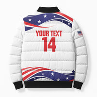 United States 2026 Soccer Custom Bomber Puffer Jacket We Are USA Go Champions Flag Waves