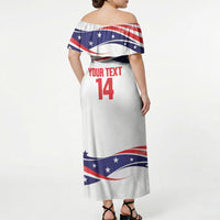 United States 2026 Soccer Custom Off Shoulder Maxi Dress We Are USA Go Champions Flag Waves