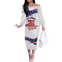 United States 2026 Soccer Custom Off The Shoulder Long Sleeve Dress We Are USA Go Champions Flag Waves