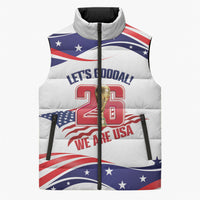 United States 2026 Soccer Custom Sleeveless Puffer Jacket We Are USA Go Champions Flag Waves
