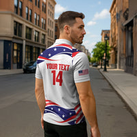 United States 2026 Soccer Custom Zipper Polo Shirt We Are USA Go Champions Flag Waves