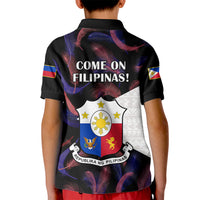 Philippines Football Kid Polo Shirt 2023 World Cup Go Filipinas Feather Black Version - Wonder Print Shop